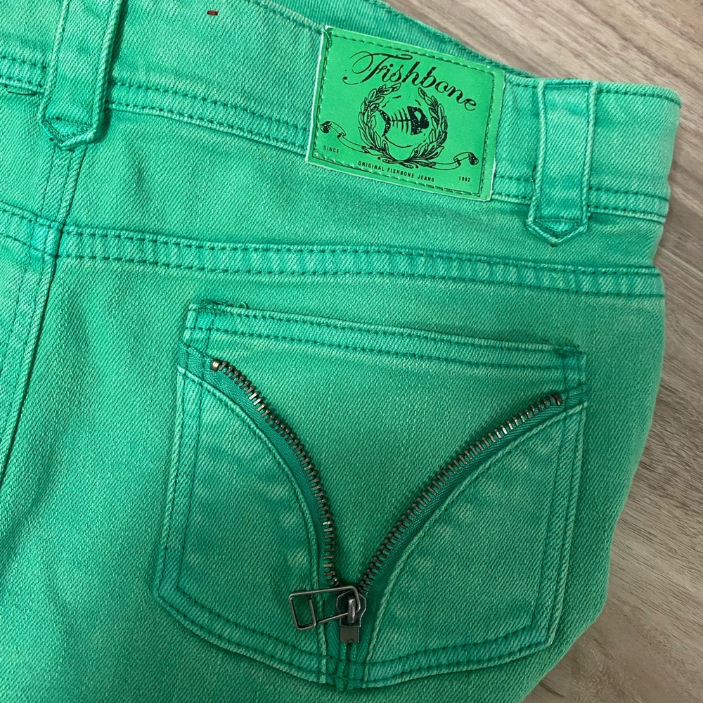 Fishbone Green Denim Skirt